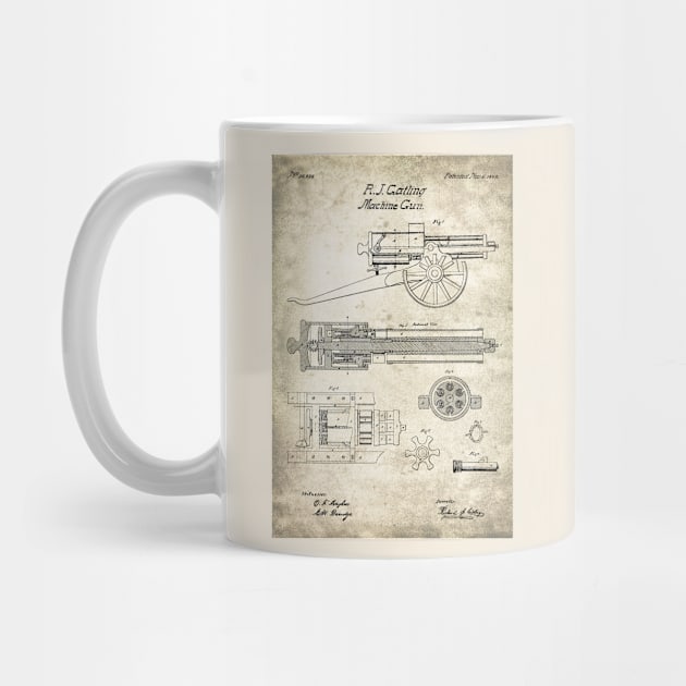 Gatling Gun Patent - 1862 Machine gun - S by SPJE Illustration Photography